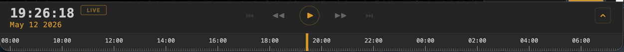 The cesium-timeline component showing the default control bar, needle, and adaptive tick labels